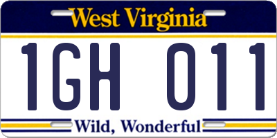 WV license plate 1GH011