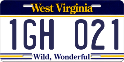 WV license plate 1GH021