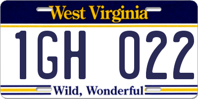 WV license plate 1GH022