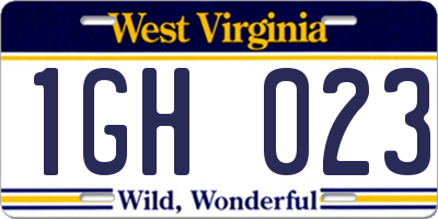 WV license plate 1GH023