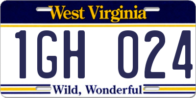 WV license plate 1GH024