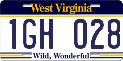 WV license plate 1GH028