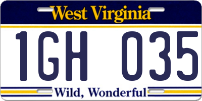 WV license plate 1GH035