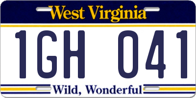 WV license plate 1GH041