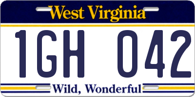 WV license plate 1GH042