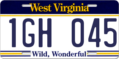 WV license plate 1GH045