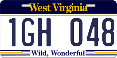 WV license plate 1GH048