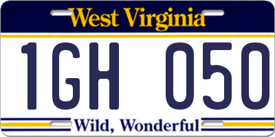 WV license plate 1GH050
