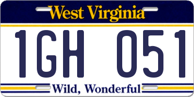 WV license plate 1GH051