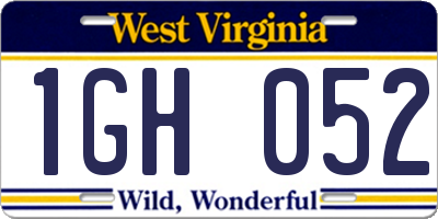 WV license plate 1GH052