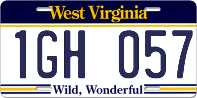 WV license plate 1GH057