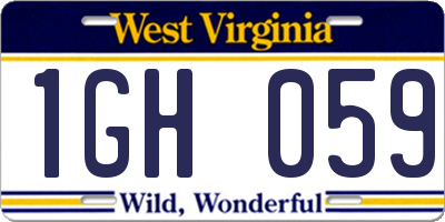 WV license plate 1GH059