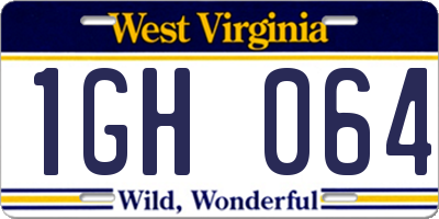 WV license plate 1GH064