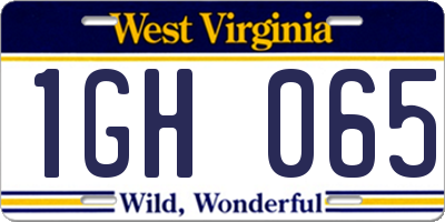 WV license plate 1GH065