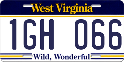 WV license plate 1GH066