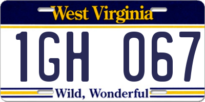 WV license plate 1GH067