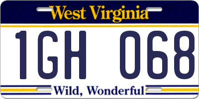 WV license plate 1GH068