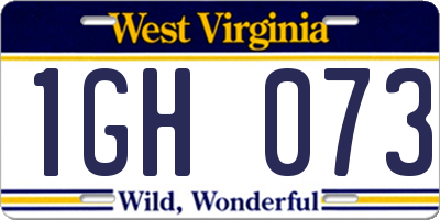 WV license plate 1GH073