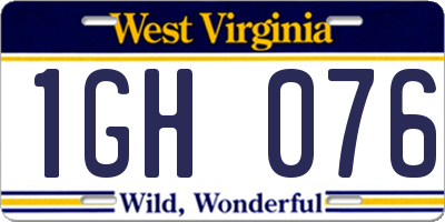 WV license plate 1GH076
