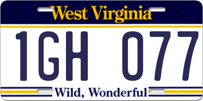 WV license plate 1GH077
