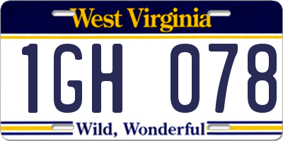 WV license plate 1GH078