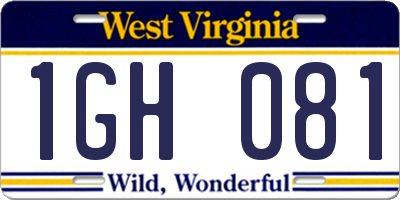 WV license plate 1GH081