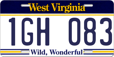 WV license plate 1GH083