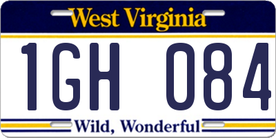 WV license plate 1GH084