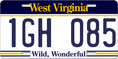 WV license plate 1GH085