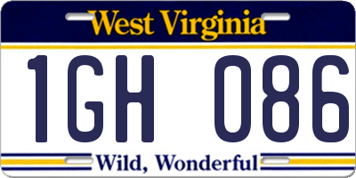WV license plate 1GH086