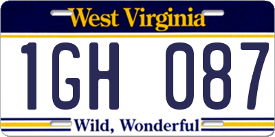 WV license plate 1GH087