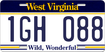 WV license plate 1GH088