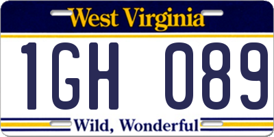 WV license plate 1GH089