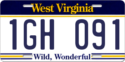 WV license plate 1GH091