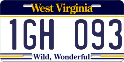 WV license plate 1GH093