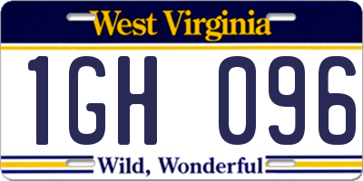WV license plate 1GH096