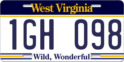 WV license plate 1GH098