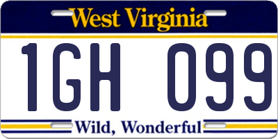WV license plate 1GH099