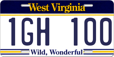 WV license plate 1GH100
