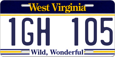 WV license plate 1GH105