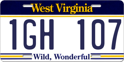 WV license plate 1GH107