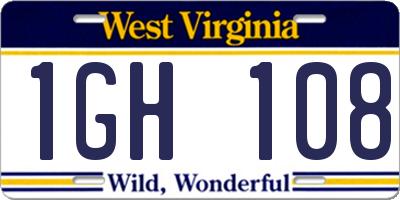 WV license plate 1GH108
