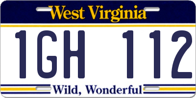 WV license plate 1GH112