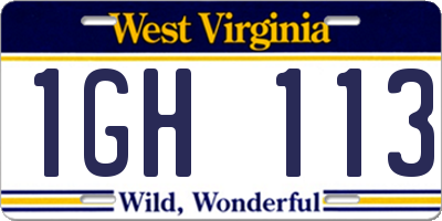 WV license plate 1GH113