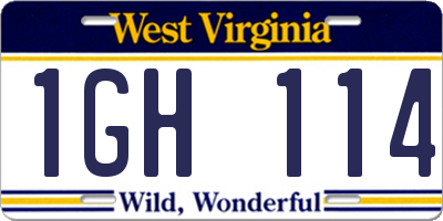 WV license plate 1GH114