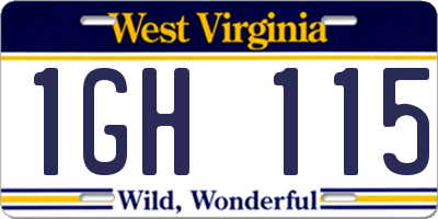 WV license plate 1GH115