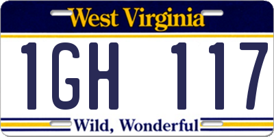 WV license plate 1GH117