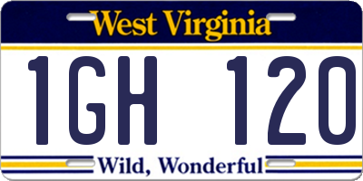 WV license plate 1GH120