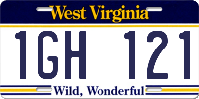 WV license plate 1GH121