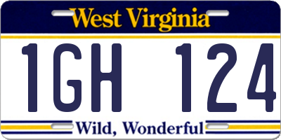 WV license plate 1GH124